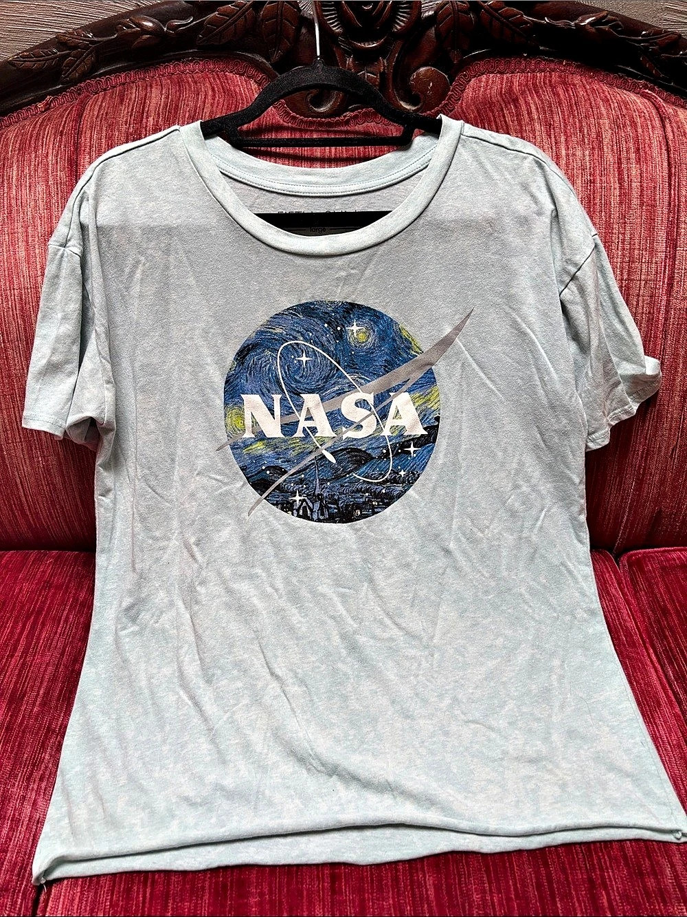 Fifth Sun NASA Starry Night Logo T-Shirt Gray & Blue Large